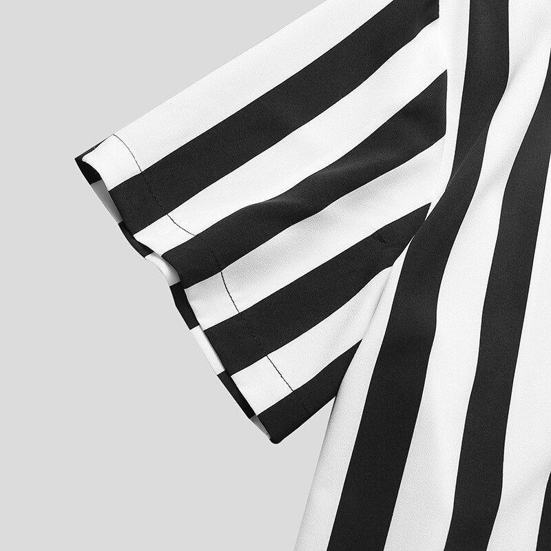 Loco Lapel Button Stripe Vintage Shirt