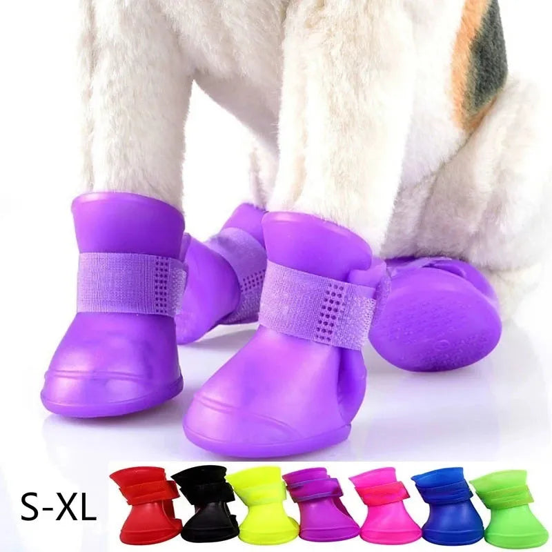 Sepo - 4Pcs Pet WaterProof Anti-slip Rain Rubber Boot