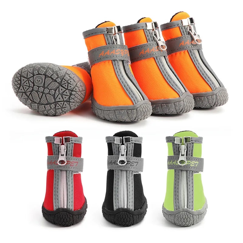 Sepo - 4pcs/set Waterproof Pet Dog Shoes Antiskid