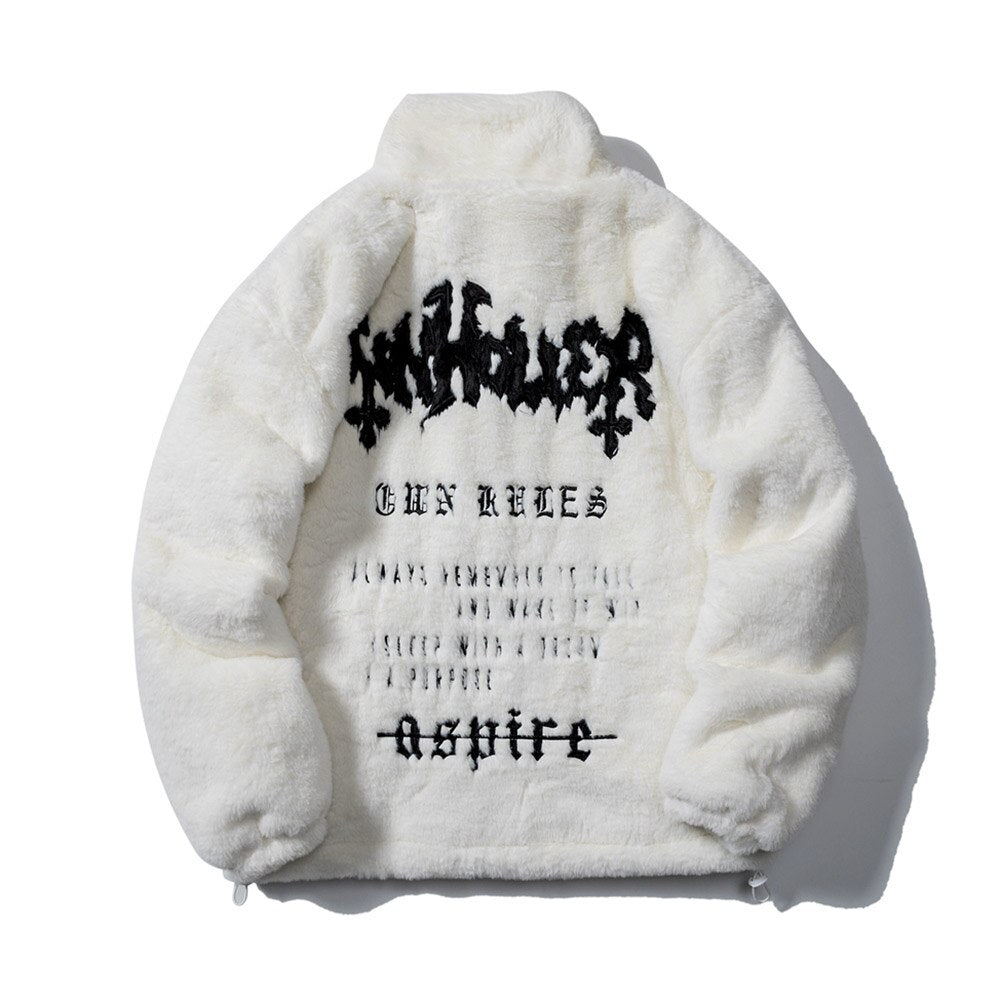 KOR Fancy Style Baggy Rabbit Fur Retro Coats