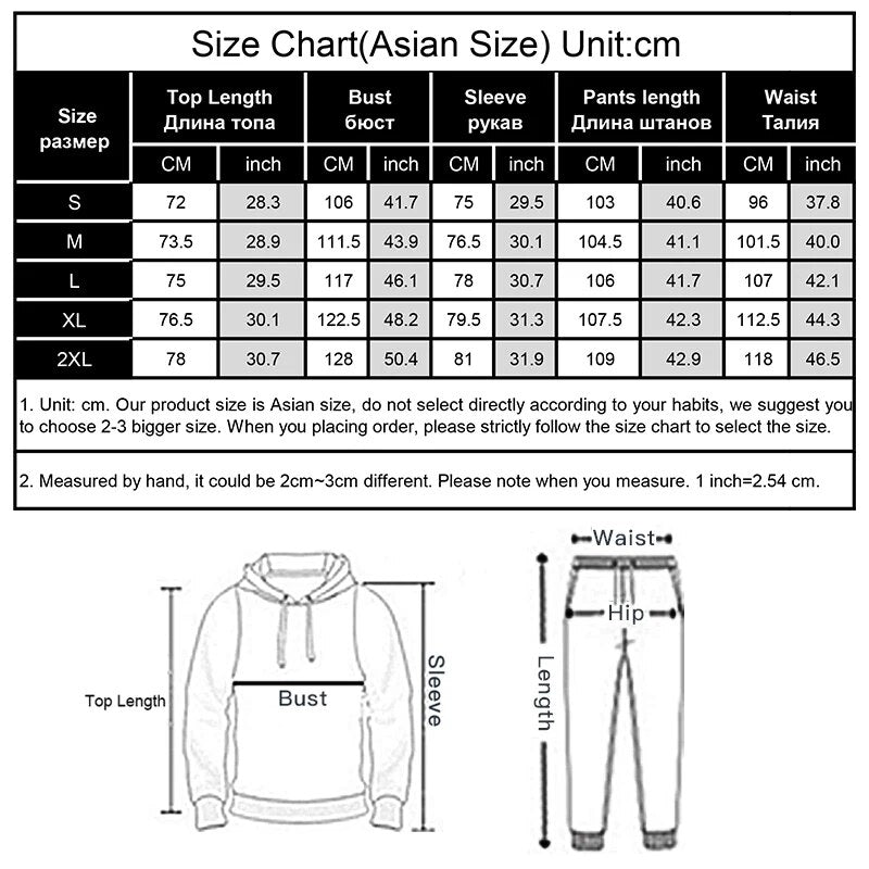 Tracksuit Joggers Sets Men Hoodies+ Pant