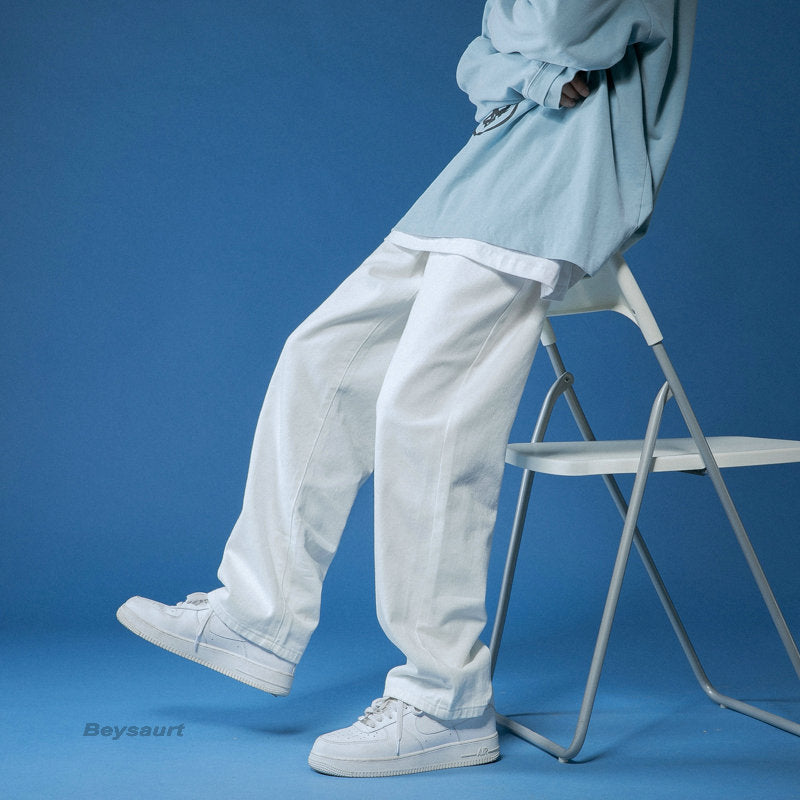 Spring Wide-leg Jeans Men&#39;s Fashion Casual Korean Jeans Men Streetwear Loose Hip-hop Straight Denim Trousers Mens M-2XL - sepolia shop