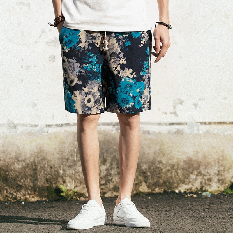 Jap Casual Hip-Hop Printed Drawstring Shorts