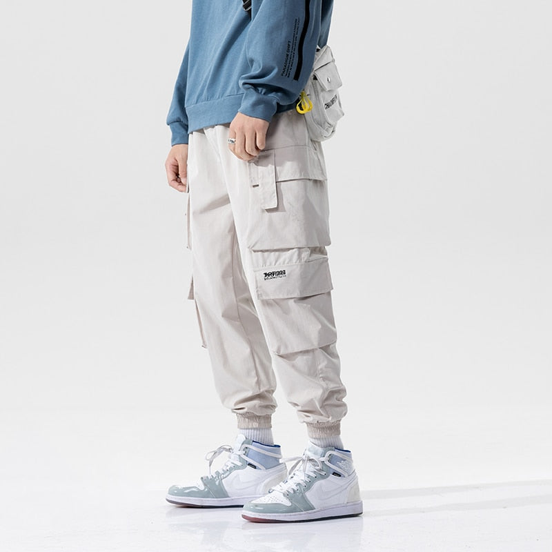 Streetwear Black Men's Pockets Joggers Pants