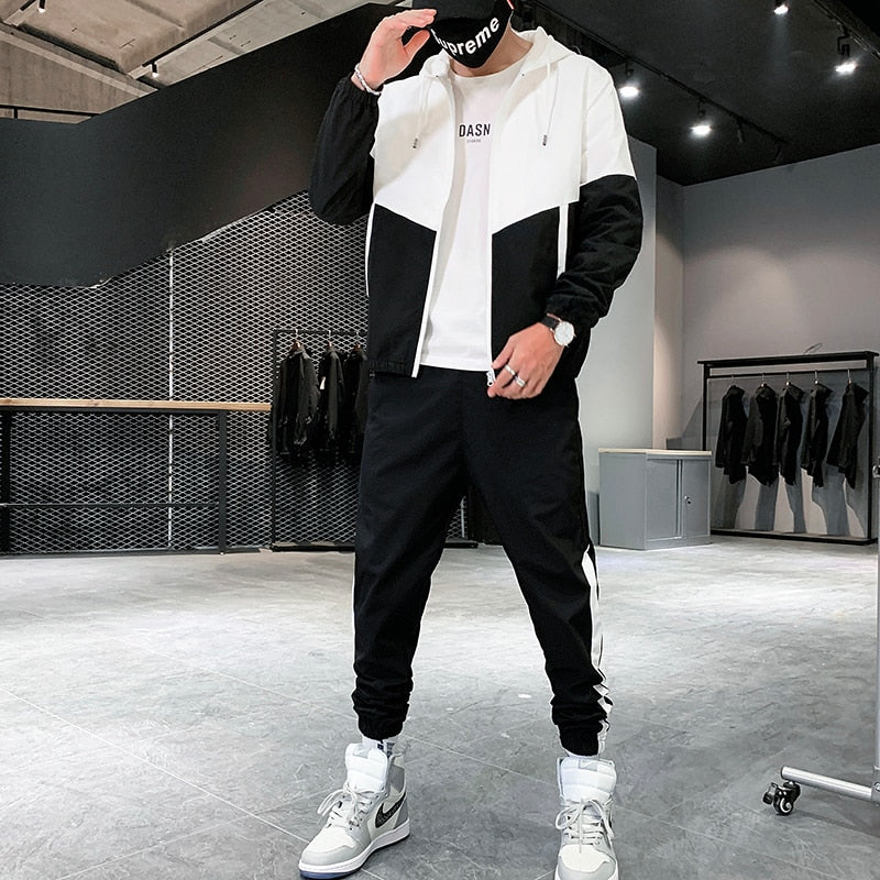 Kor Patchwork Hip Hop Casual Men's Fitness Sets