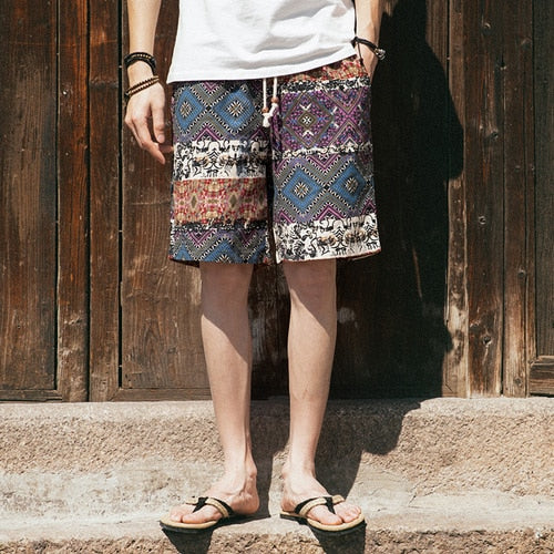 Jap Casual Hip-Hop Printed Drawstring Shorts