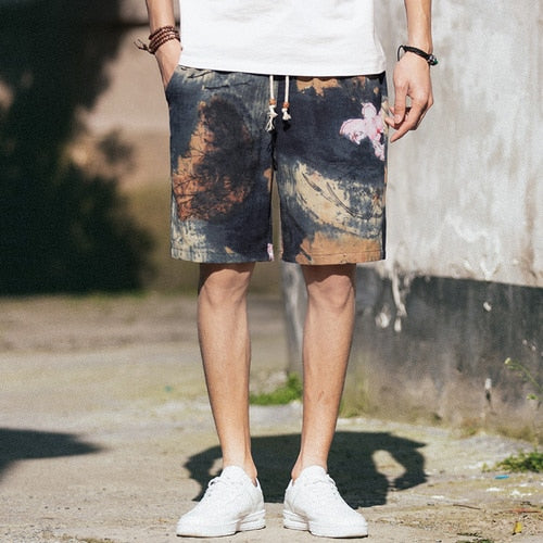 Jap Casual Hip-Hop Printed Drawstring Shorts