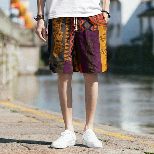 Jap Casual Hip-Hop Printed Drawstring Shorts