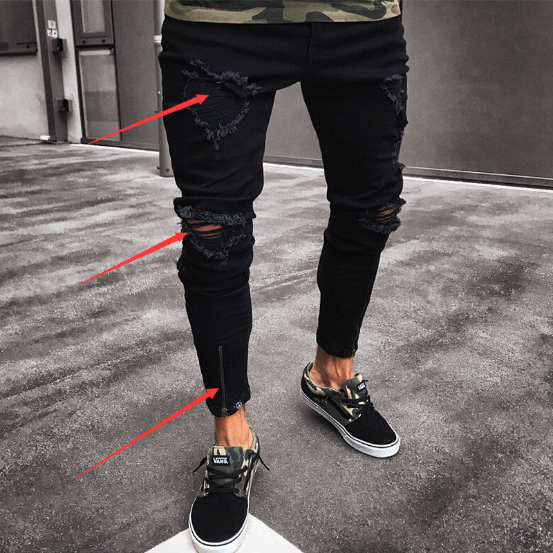SOL Fashion Men's Ripped Skinny Jeans