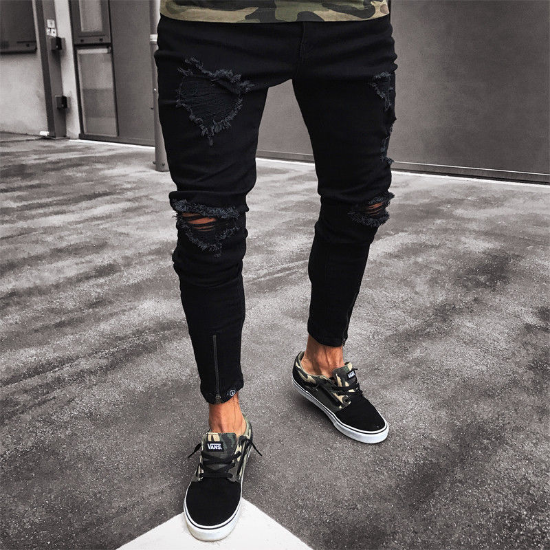 SOL Fashion Men's Ripped Skinny Jeans