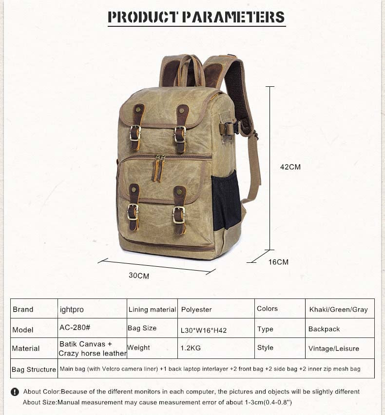 Lux Multifunction Waterproof Canvas Photographer backpack