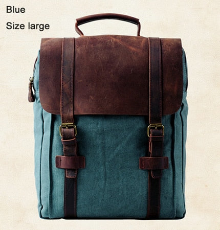 Lux Vintage Leather military Canvas backpack