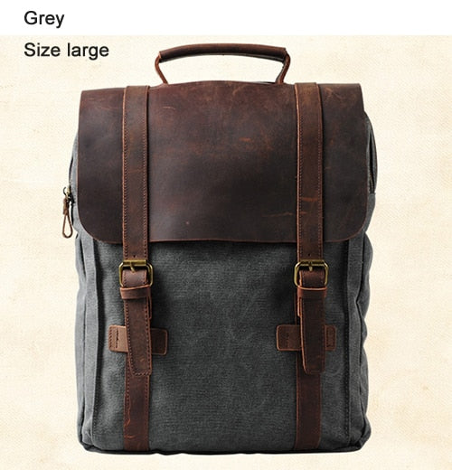 Lux Vintage Leather military Canvas backpack