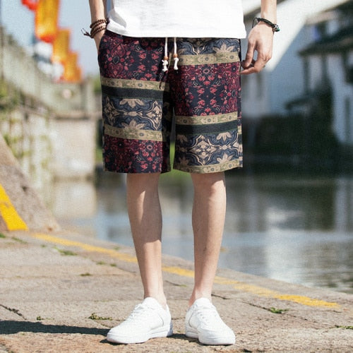 Jap Casual Hip-Hop Printed Drawstring Shorts