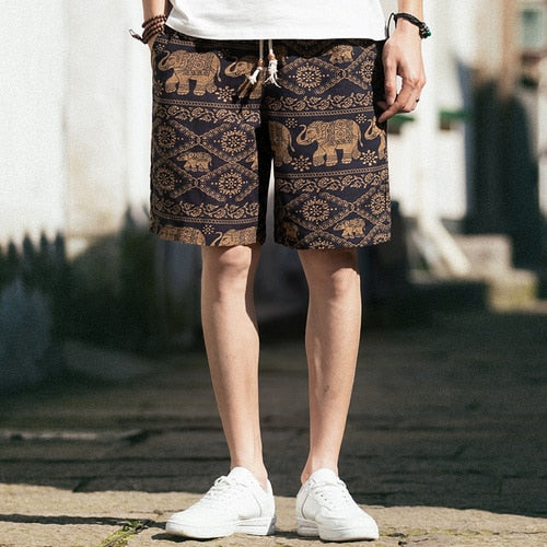 Jap Casual Hip-Hop Printed Drawstring Shorts