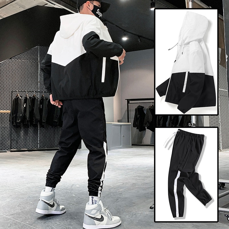 Kor Patchwork Hip Hop Casual Men's Fitness Sets