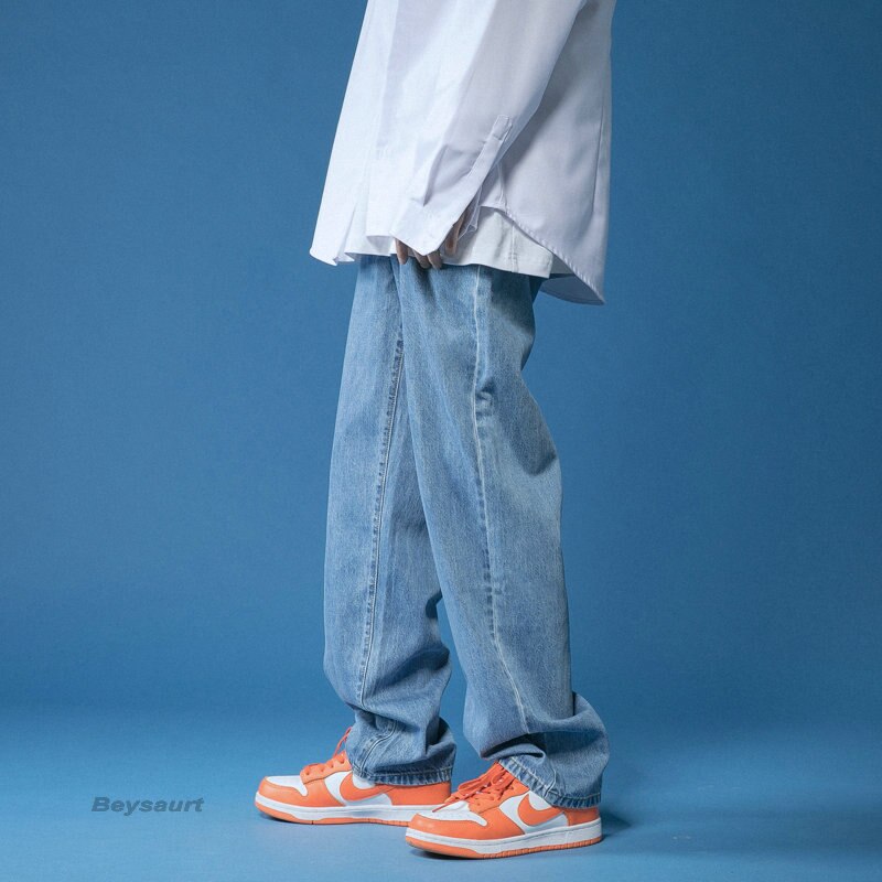Spring Wide-leg Jeans Men&#39;s Fashion Casual Korean Jeans Men Streetwear Loose Hip-hop Straight Denim Trousers Mens M-2XL - sepolia shop