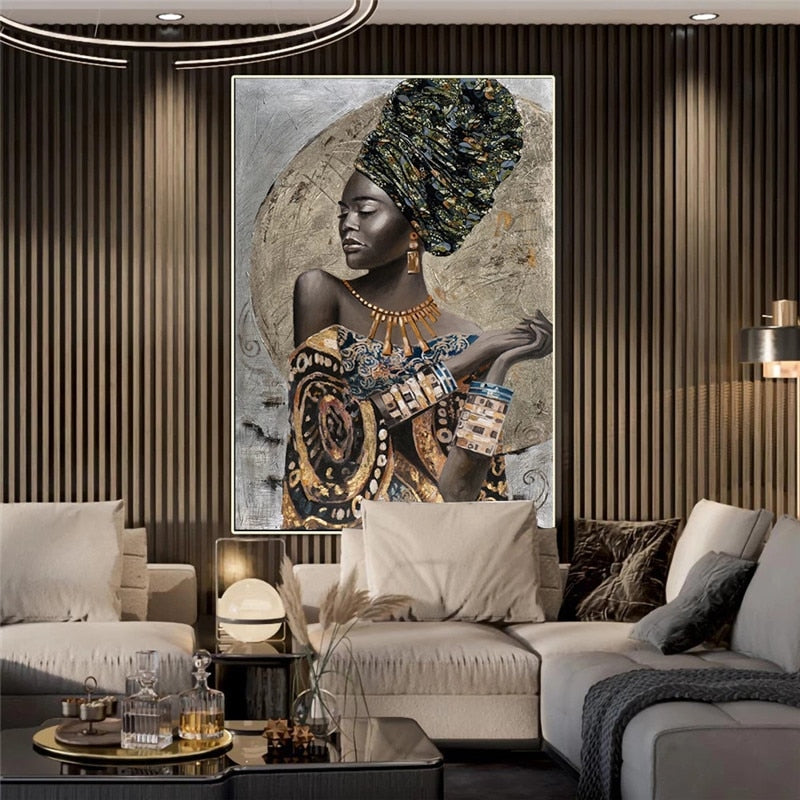 African Black Woman Graffiti Canvas Art Posters