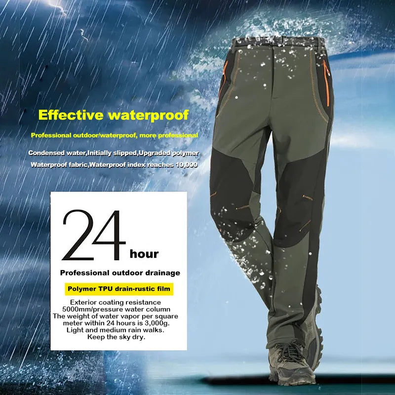 GXO Thick Warm Fleece Waterproof Hiking/Ski Pants