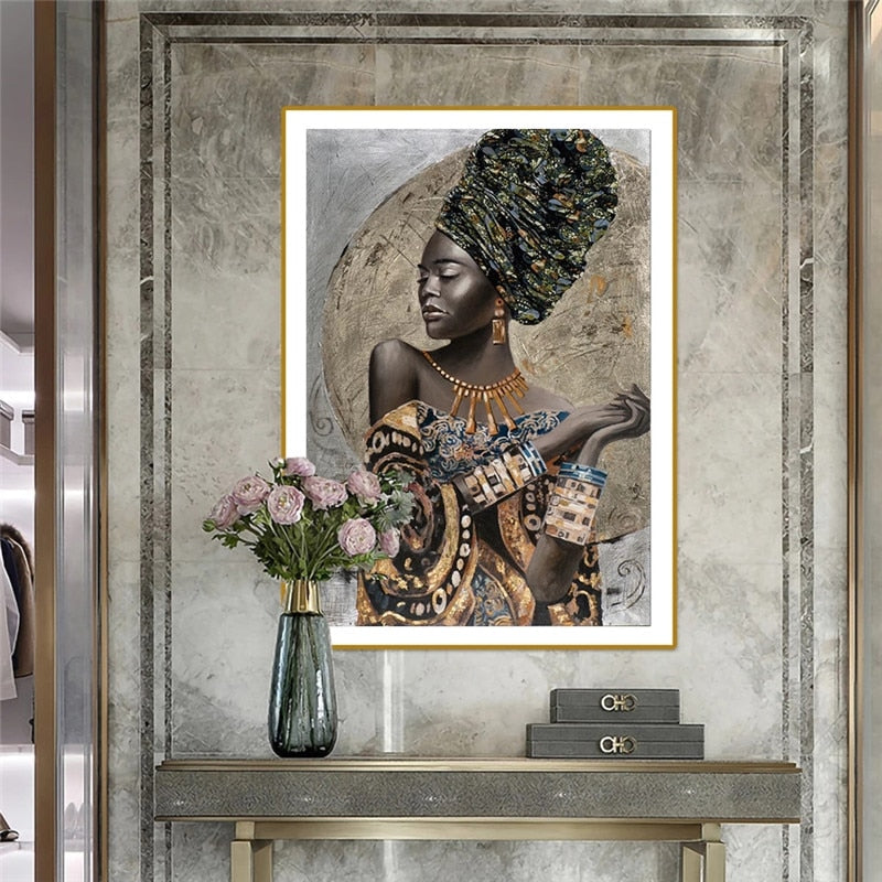 African Black Woman Graffiti Canvas Art Posters