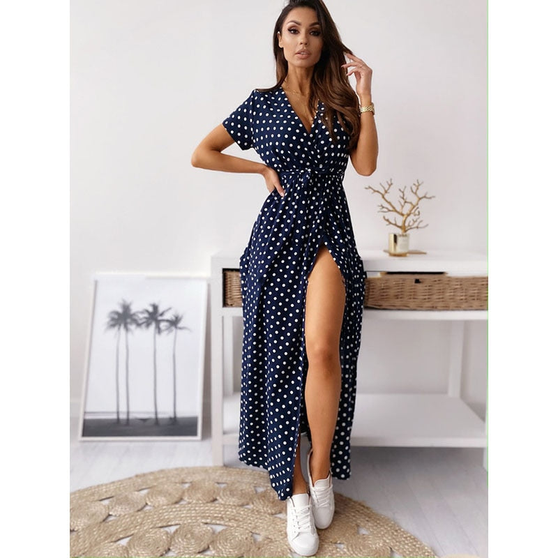 BOHO Sexy Deep V Neck Maxi Dress - sepolia shop