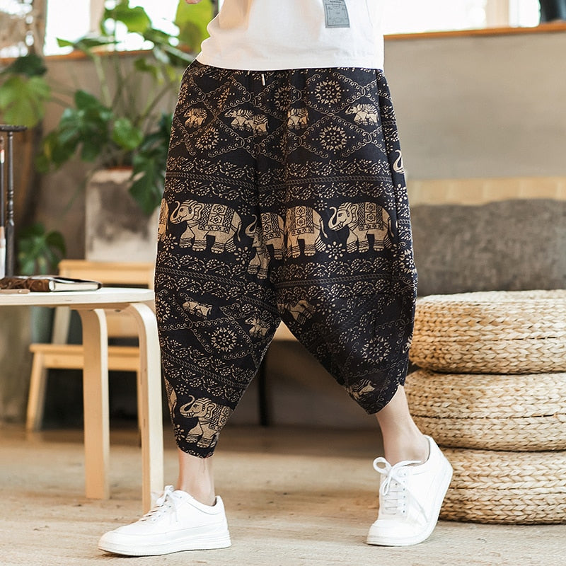 2022 Summer Men Carp Embroidery Jogger Pants Japanese Style Cotton Harajuku Harem Pants Youth Casual Pants Male Costume - sepolia shop