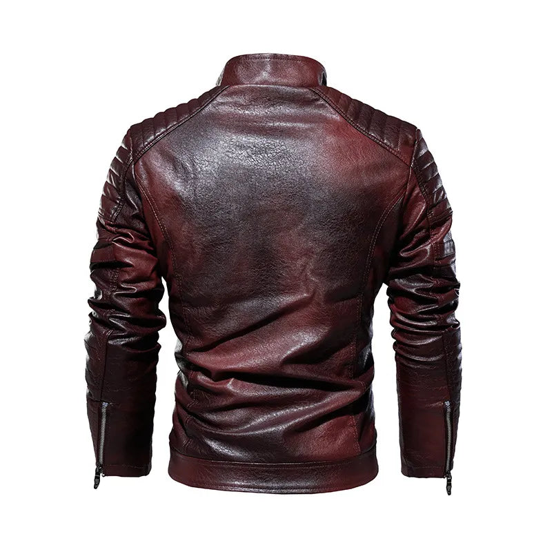 1903 High Quality PU Leather Jacket Motorcycle Style