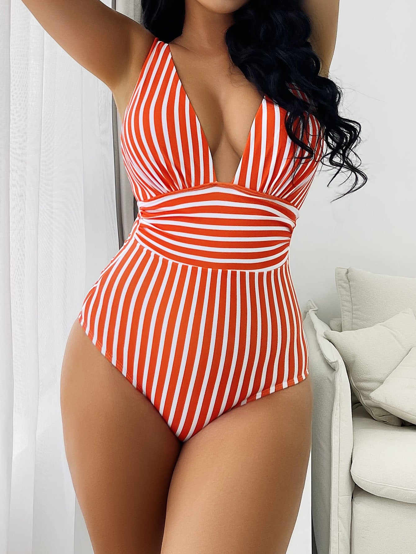 Striped One Piece Swimsuit Vintage - sepolia shop