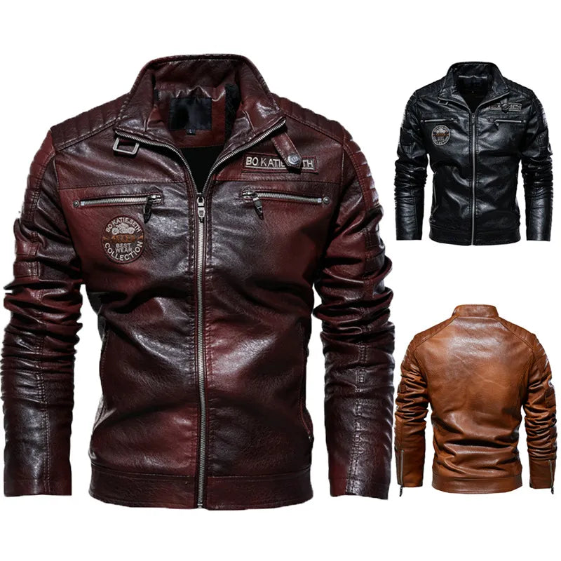 1903 High Quality PU Leather Jacket Motorcycle Style