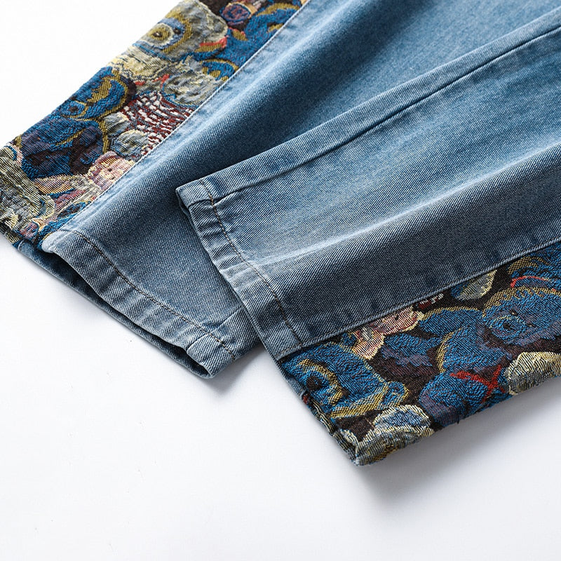 Zen Baggy Bear Printed Wide Leg Jeans