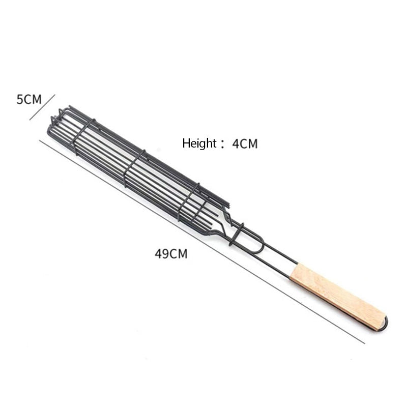 20cm/30cm Barbecue Rack Cooking Grill Outdoor Rolling Grilling Stainless BBQ Basket Family Camping Picnic Cylindrical BBQ Grill - sepolia shop