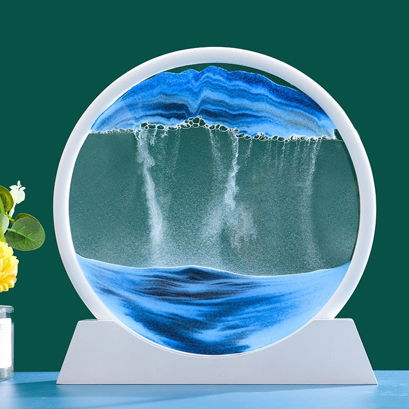 Sepo 3D Moving Sand Art Picture Round Glass