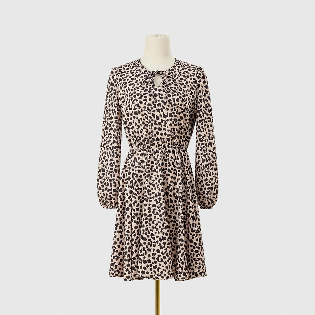 M 2023 New Women Summer Flower Print V Neck Lace Up Long Sleeve Dress For Ladies Fashion All Match Chic Dresses - sepolia shop