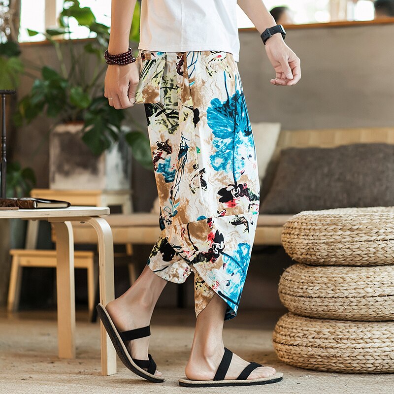 2022 Summer Men Carp Embroidery Jogger Pants Japanese Style Cotton Harajuku Harem Pants Youth Casual Pants Male Costume - sepolia shop