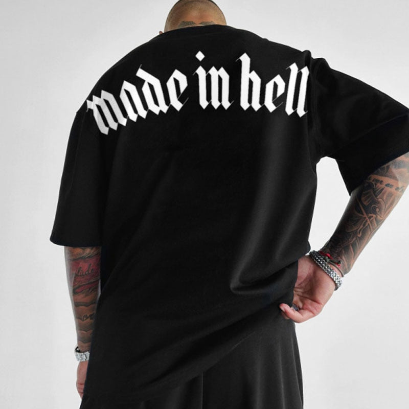 Summer Short Sleeve Hip Hop T-shirt - Made in hell