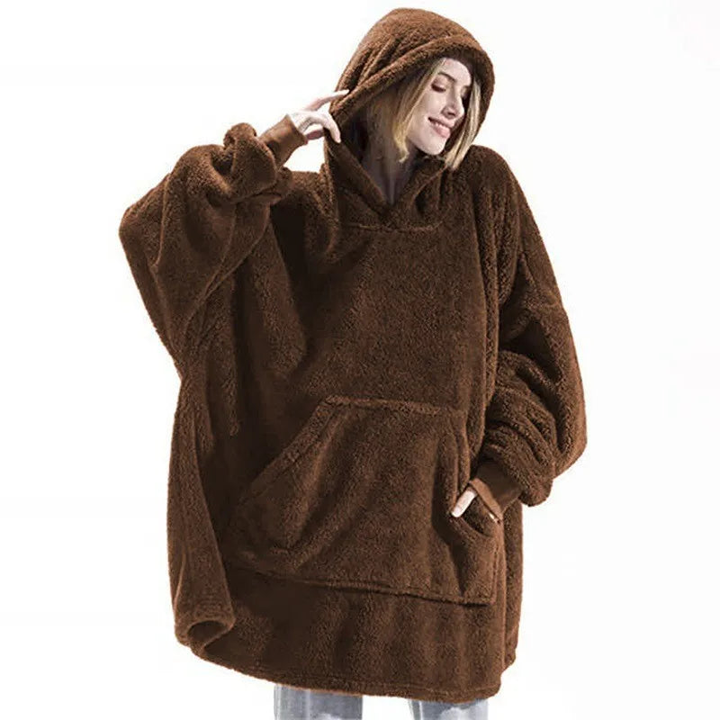 Oversized Warm Comfort Flannel Blanket With Sleeves