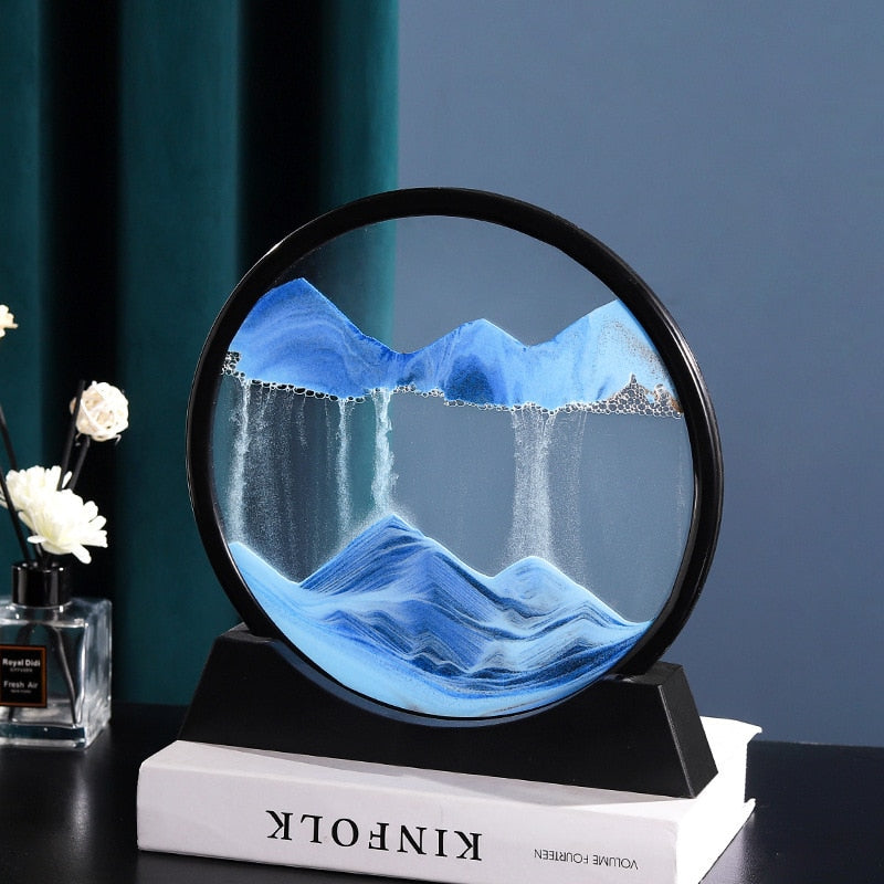 Sepo 3D Moving Sand Art Picture Round Glass