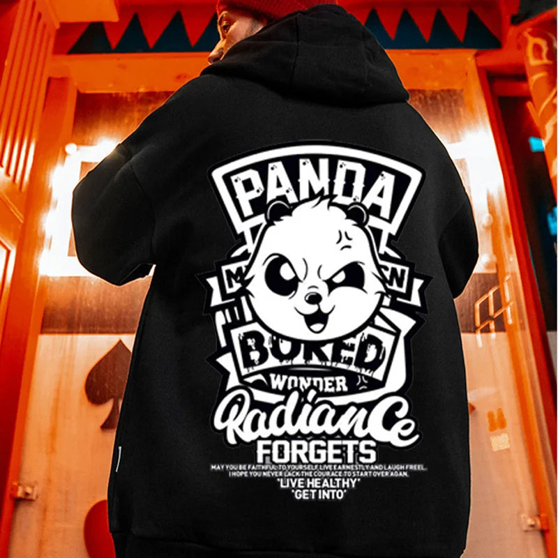 Y2K Retro Oversized Letter Panda Print Hoodies