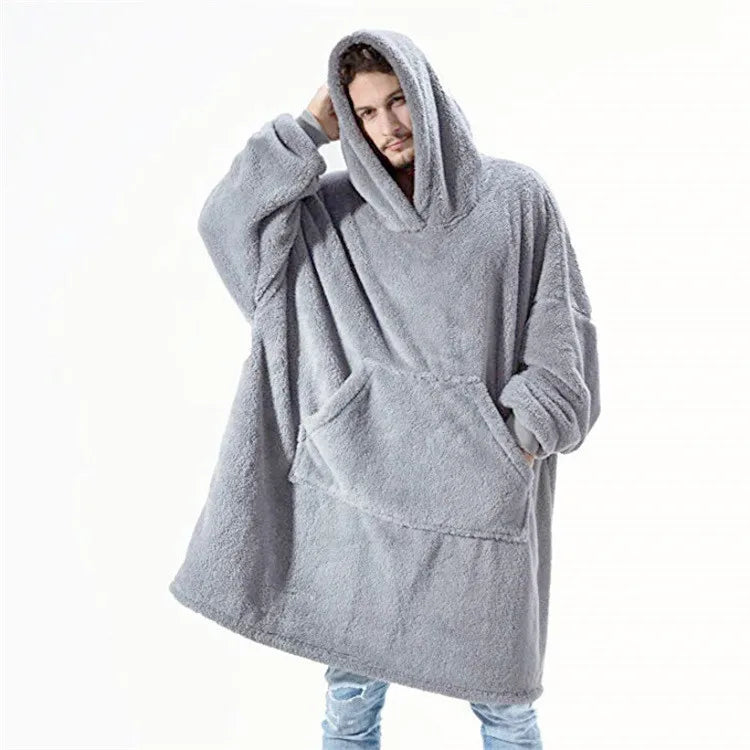 Oversized Warm Comfort Flannel Blanket With Sleeves