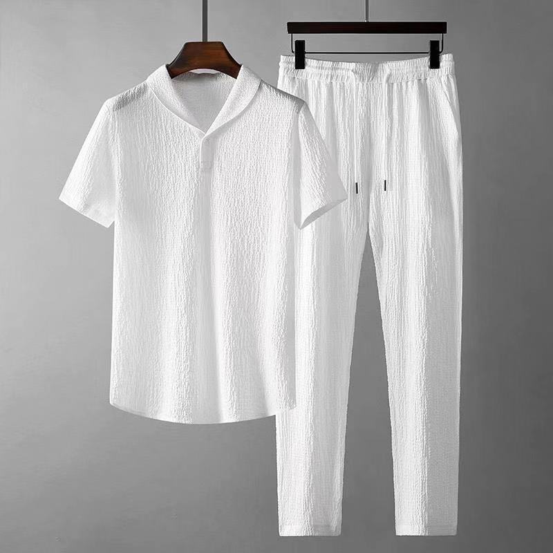 2023 Summer New Men Set Casual Sets T-Shirts+Pants Two Piece Mens Sportswear Jogger Tracksuits Fashion Sports Suit - sepolia shop