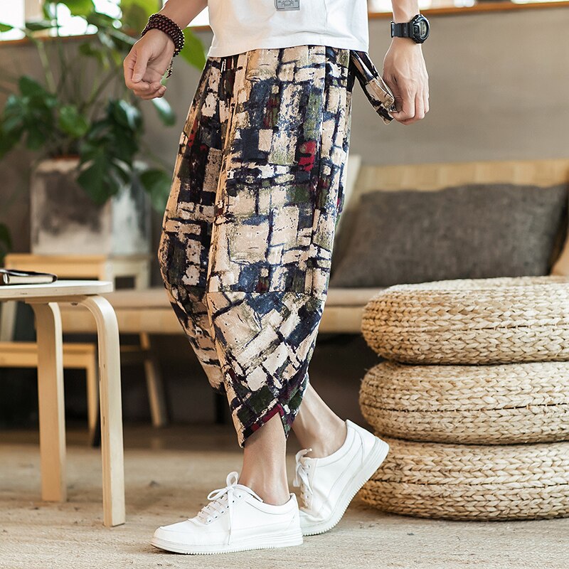 2022 Summer Men Carp Embroidery Jogger Pants Japanese Style Cotton Harajuku Harem Pants Youth Casual Pants Male Costume - sepolia shop