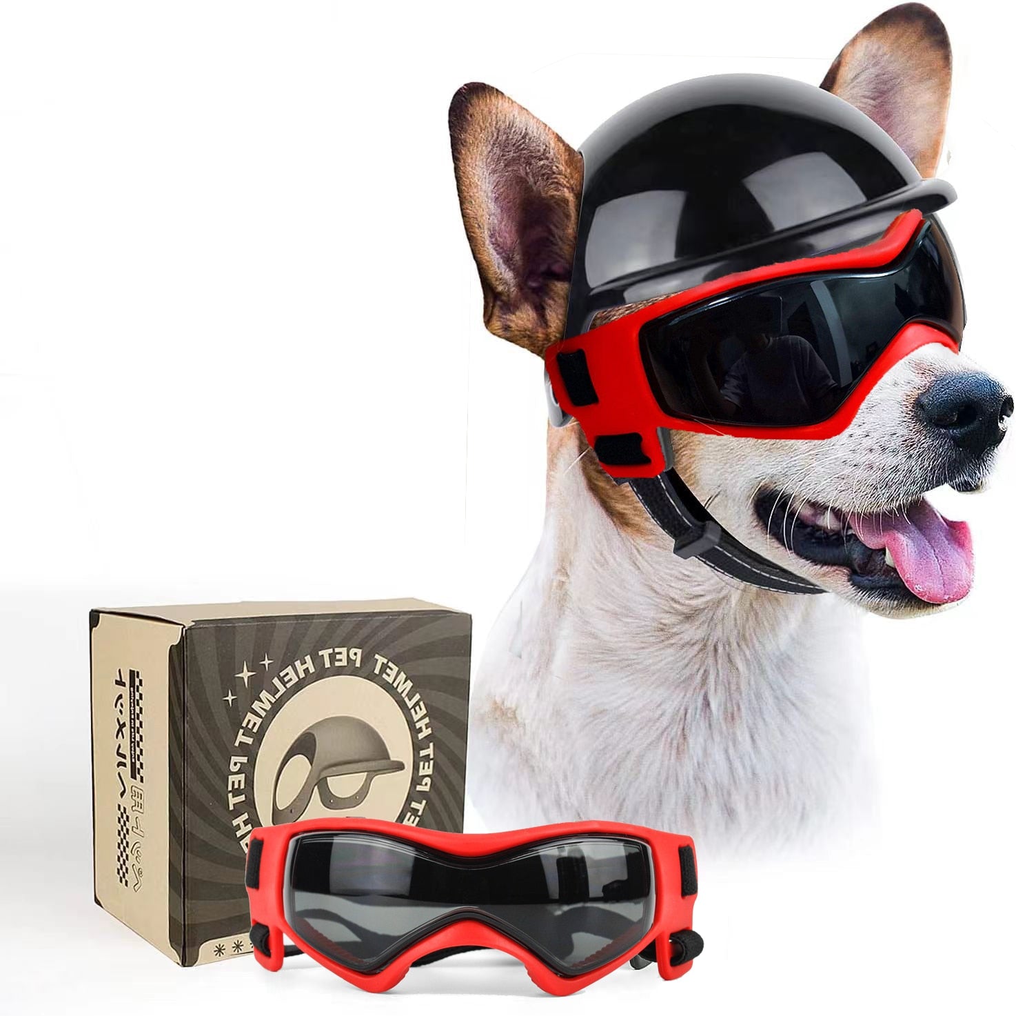 Dog Windproof Sunglasses & Helmet Set