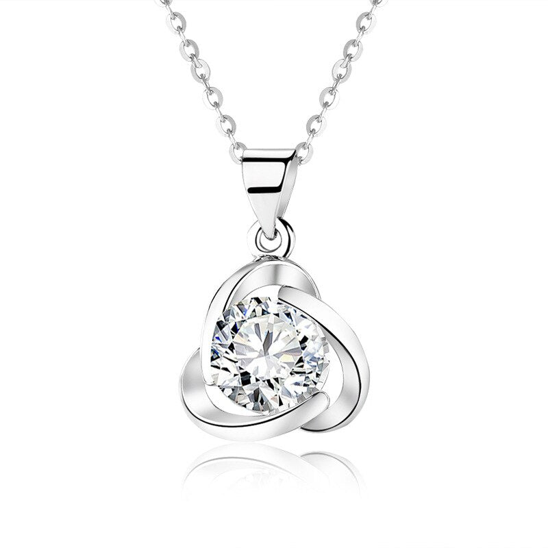 KOFA Glamorous Triangular Flower Crystal Necklace