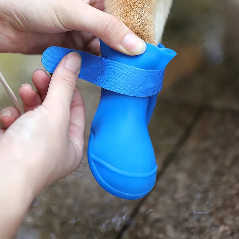 Sepo - 4Pcs Pet WaterProof Anti-slip Rain Rubber Boot