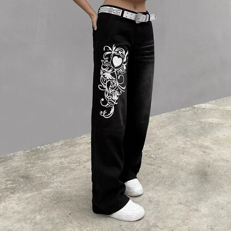 2023 Fashion Print New Style Thin Blue Baggy Pants Women&#39;s Jeans - sepolia shop