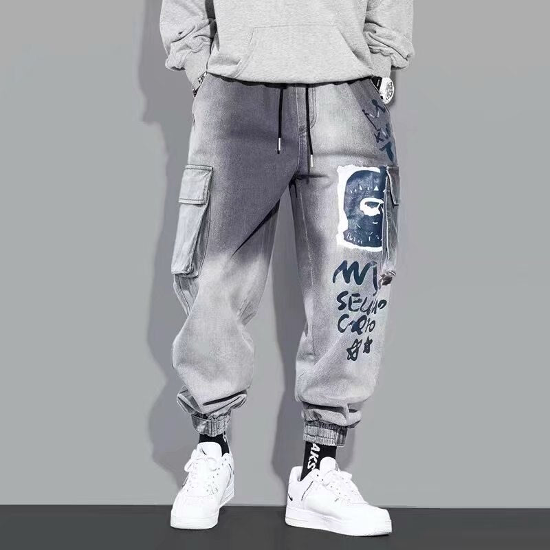 New Streetwear Hip Hop Cargo Pants Men&#39;s Jeans Casual Pants Elastic Harun Pants Joggers Pants Autumn And Spring Men Clothing - sepolia shop