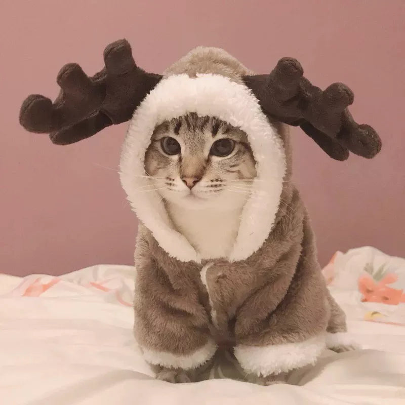 Christmas Cat Clothes Warm Fleece Costumes