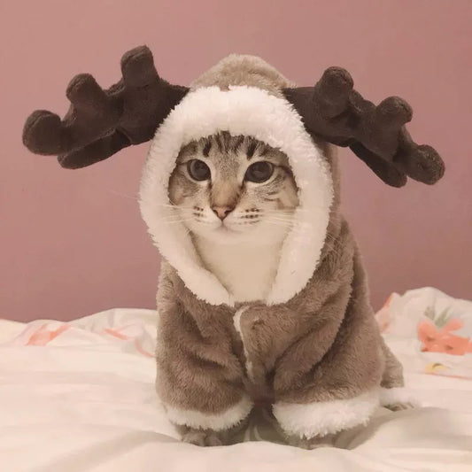 Christmas Cat Clothes Warm Fleece Costumes