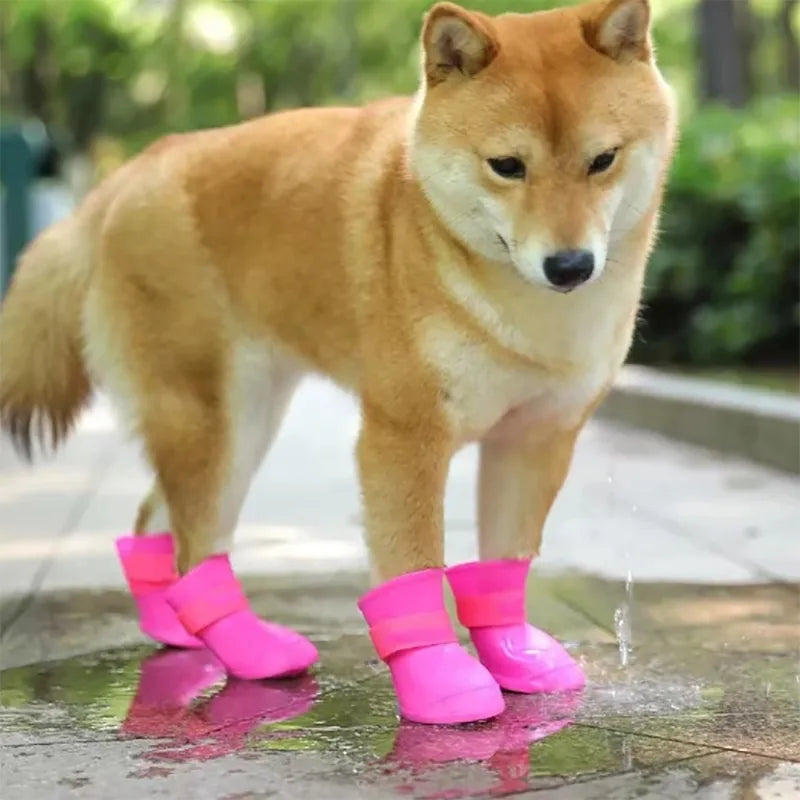 Sepo - 4Pcs Pet WaterProof Anti-slip Rain Rubber Boot