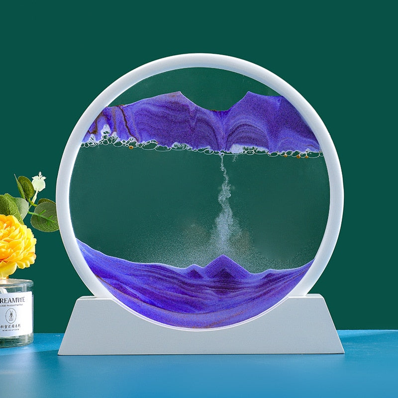 Sepo 3D Moving Sand Art Picture Round Glass